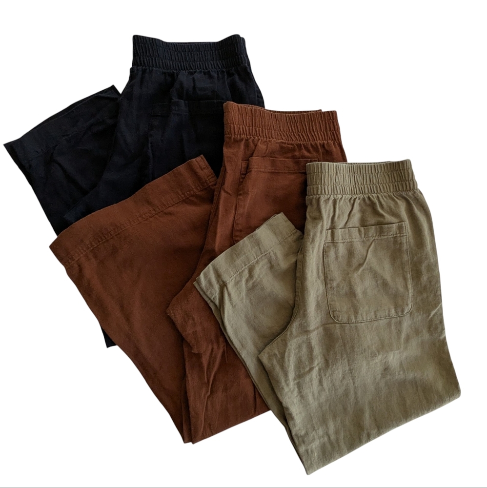 Set Of 3 Old Navy Linen Blend Cropped Pants Size Medium Petite